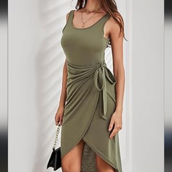 Salante Dresses & Skirts - Salante Olive Green Wrap Dress Sz XL/12